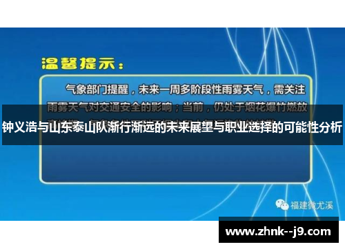 钟义浩与山东泰山队渐行渐远的未来展望与职业选择的可能性分析